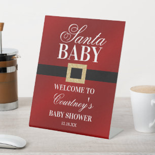 Santa Baby   Kerstfeest Baby shower Welkom Reclamebord Met Voetstuk