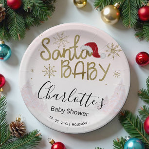 Santa Baby Kerstmeisje Baby shower Papieren Bordje