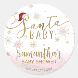 Santa Baby Kerstmeisje Baby shower Ronde Sticker