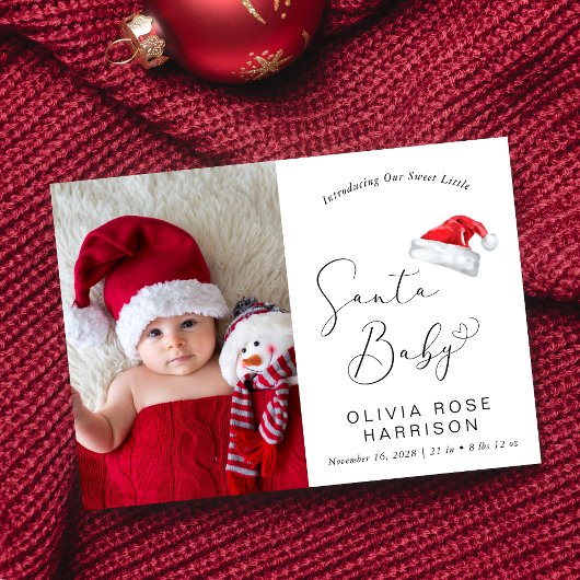 Santa Baby Kerstmis foto Geboorte Aankondiging