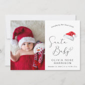 Santa Baby Kerstmis foto Geboorte Aankondiging (Voorkant)