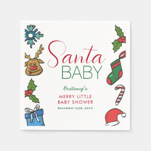 Santa Baby Kerstmis Gender Neutraal Baby shower Servet