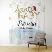 Santa Baby Kerstwinter Baby shower Achtergrond Wandkleed (In situ)