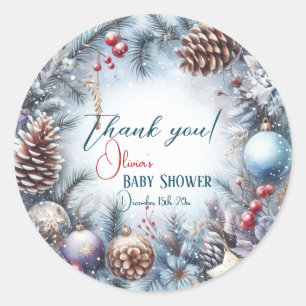 Santa Baby Kerstwinter Baby shower Ronde Sticker