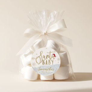 Santa Baby Kerstwinter Baby shower Ronde Sticker