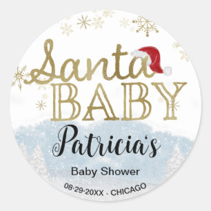 Santa Baby Kerstwinter Baby shower Ronde Sticker
