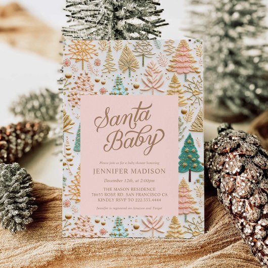 Santa Baby Meisje Baby shower Kaart