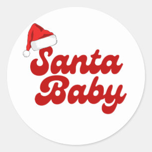 Santa Baby Merry Little Christmas Baby shower Ronde Sticker
