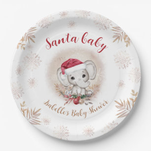 Santa Baby Olifant Christmas Boy Baby shower Papieren Bordje