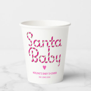 Santa Baby Pink Candy Cane Baby shower Papieren ko Bekers