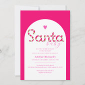 Santa Baby Pink Candy Cane Baby shower Uitnodigen Kaart (Voorkant)