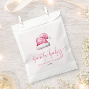 Santa Baby Pink Pet Christmas Holiday Baby shower Bedankzakje