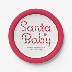 Santa Baby Red Christmas Baby shower papier Papieren Bordje