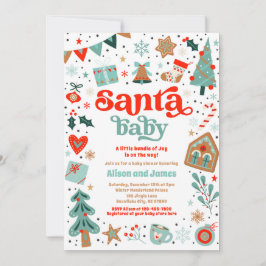 Santa Baby Red en blauw kerstBaby shower Kaart