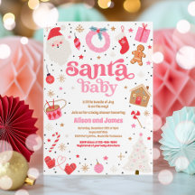 Santa Baby Red en roze kerstBaby shower