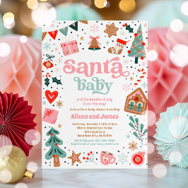 Santa Baby Red en roze kerstBaby shower Kaart