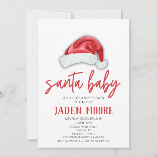 Santa Baby Red Pet Kerstdouche uitnodiging (Voorkant)