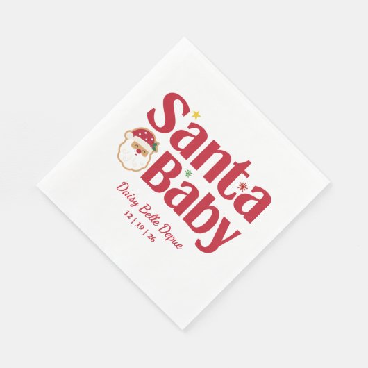 Santa Baby rood en groen Baby shower Servet (Hoek)
