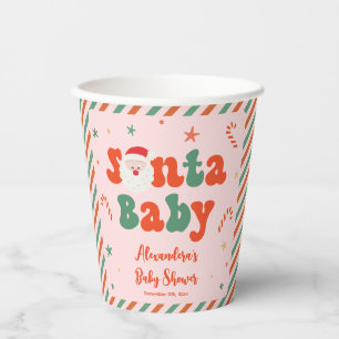 Santa Baby Roze Kerst Baby shower Papieren Bekers