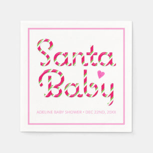Santa Baby Roze Kerst Baby shower Servet