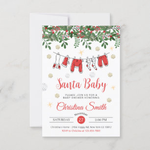 Santa Baby Schattigee Gouden Sneeuwvlokken Winter Kaart
