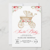 Santa Baby Script Christmas Stroller Baby shower Kaart (Voorkant)