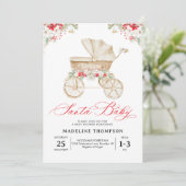 Santa Baby Script Christmas Stroller Baby shower Kaart (Staand voorkant)