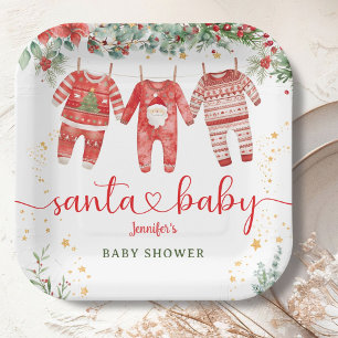 Santa Baby shower Christmas Boy Paper Papieren Bordje