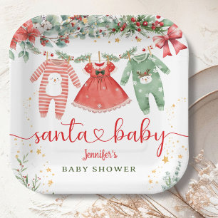 Santa Baby shower Christmas Girl Papier Papieren Bordje