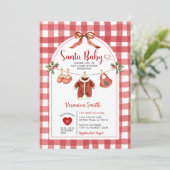 Santa Baby Shower Clothesline Ribbon Gingham Kaart (Staand voorkant)