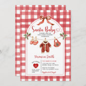 Santa Baby Shower Clothesline Ribbon Gingham Kaart (Voorkant / Achterkant)