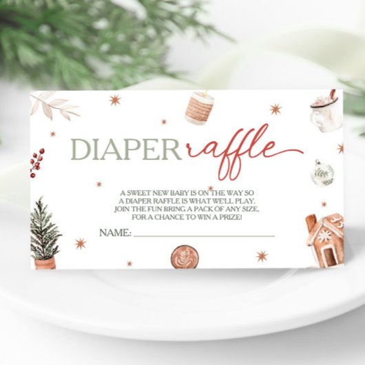 Santa Baby shower Luier Raffle Informatiekaartje