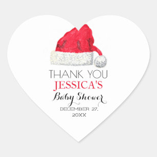 Santa Baby shower Rood Schattige eenvoudig Dank u Hart Sticker