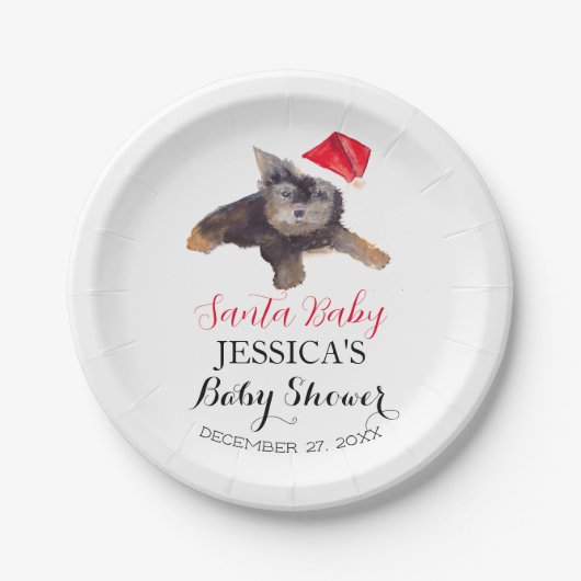 Santa Baby shower Rood Schattige eenvoudig Dank u Papieren Bordje (Voorkant)