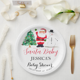 Santa Baby shower Rood Schattige eenvoudig Dank u Papieren Bordje