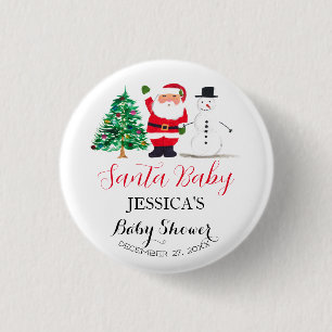 Santa Baby shower Rood Schattige eenvoudig Dank u Ronde Button 3,2 Cm