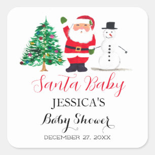 Santa Baby shower Rood Schattige eenvoudig Dank u Vierkante Sticker