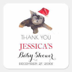 Santa Baby shower Rood Schattige eenvoudig Dank u Vierkante Sticker