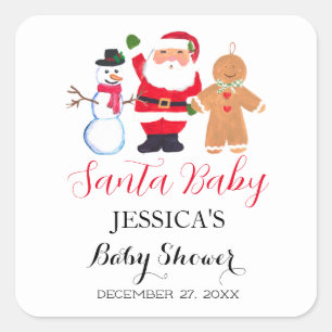 Santa Baby shower Rood Schattige eenvoudig Dank u Vierkante Sticker