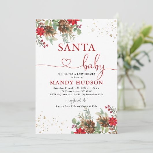 Santa Baby Uitnodiging (Staand voorkant)