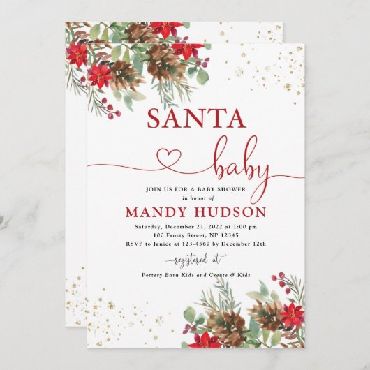 Santa Baby Uitnodiging (Voorkant / Achterkant)