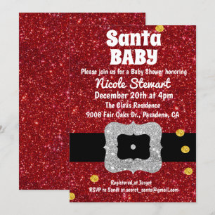 Santa Baby Vakantie Baby Shower Uitnodiging