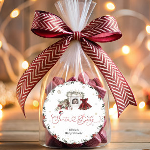 Santa Baby waterverf Girl Baby shower Ronde Sticker