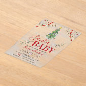 "Santa Baby" Waterverf kerstboom Baby shower Acryl Uitnodigingen (Laagn)