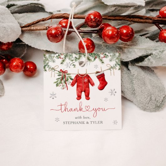Santa Baby Winter Kerst Baby shower Bedankjes Labels