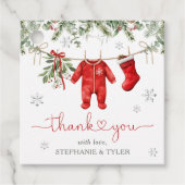 Santa Baby Winter Kerst Baby shower Bedankjes Labels (Voorkant)