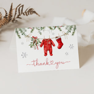 Santa Baby Winter Kerst Baby shower Bedankkaart