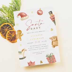 Santa Baby Winter Kerst Baby shower Folie Uitnodiging
