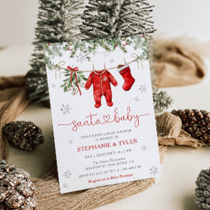 Santa Baby Winter Kerstfeest Baby shower Kaart