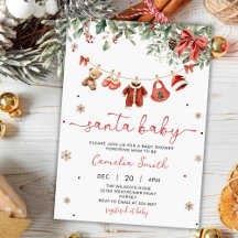 Santa Baby Winter Kerstmis Baby Shower Uitnodiging